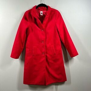 Gymboree red wool blend long waist pea coat girls size large 10-12